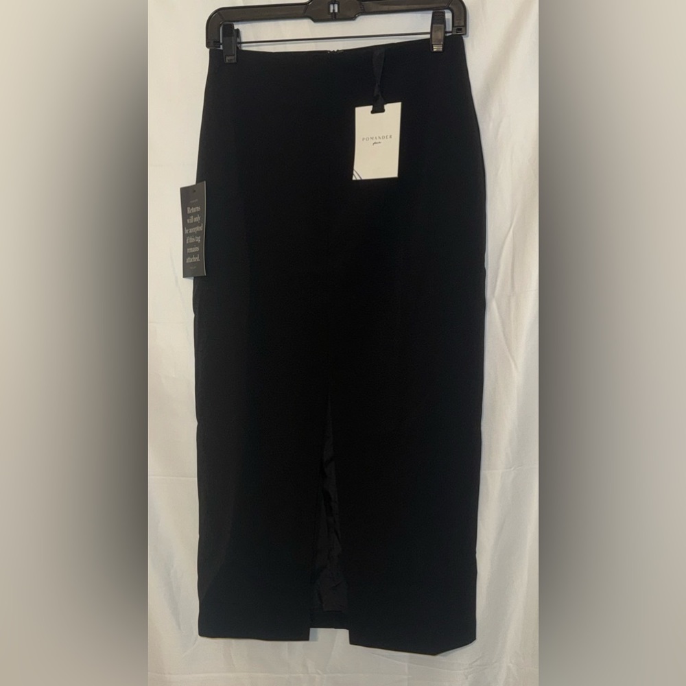 Black Front Slit Midi Skirt Pomander Place